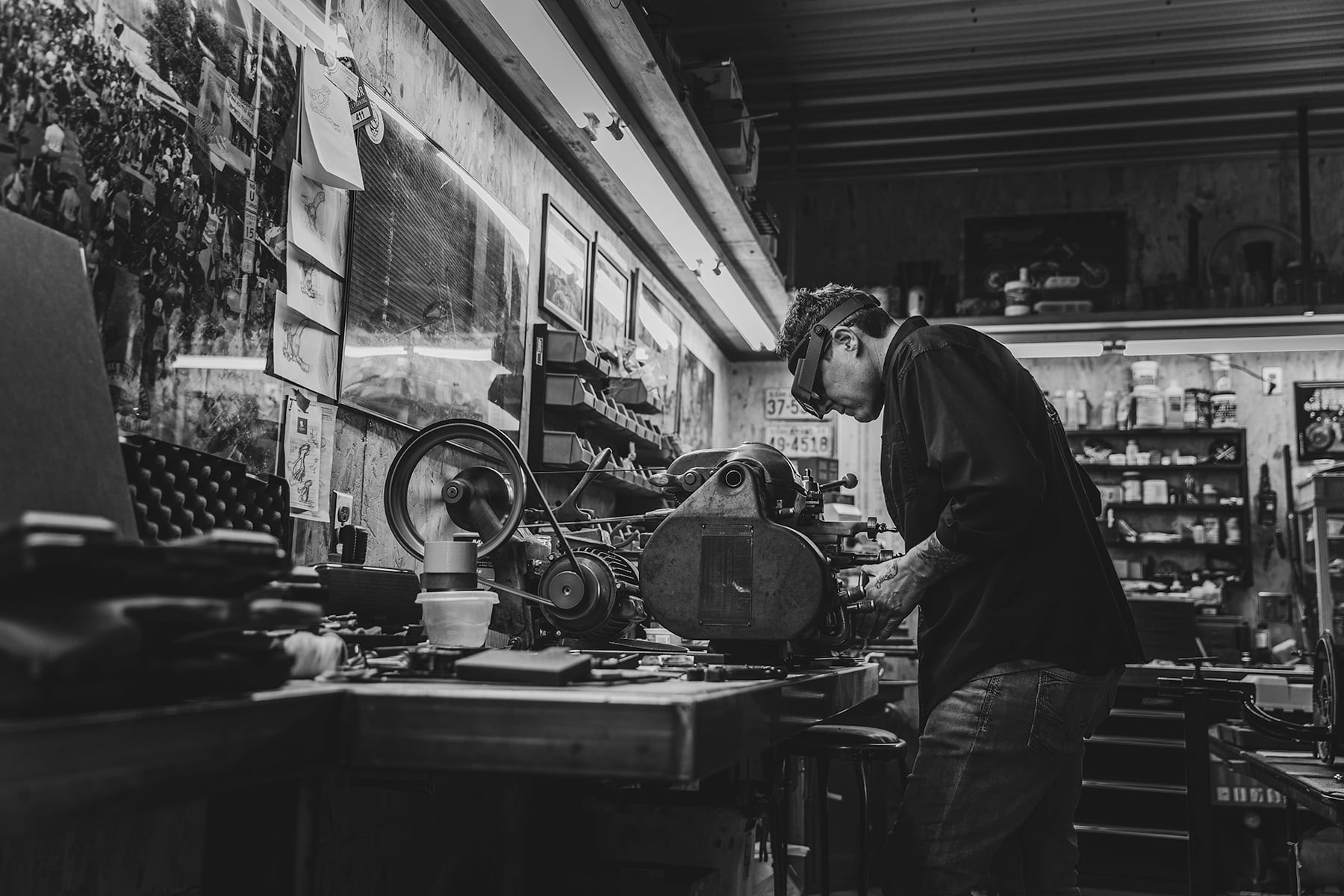 Matt working at his studio bench